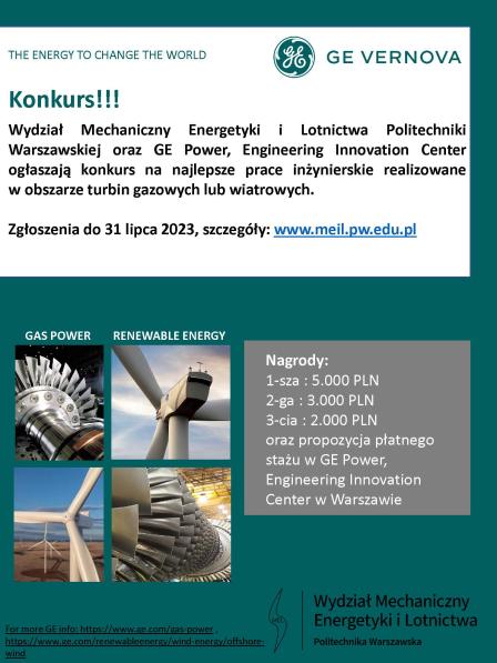 Konkurs na prace dyplomowe GE Power - Plakat